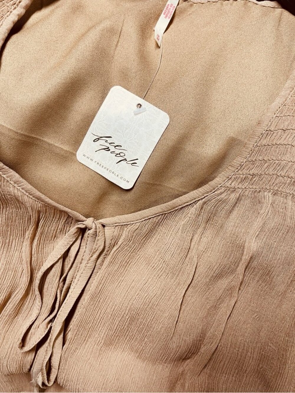 Free People Natural Sunbeam Long Sleeve Mini Dress in Tannin - Picture 8 of 10